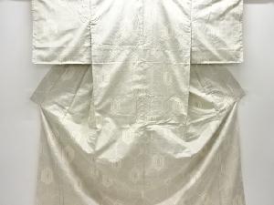 アンティーク　重ね亀甲模様織り出し十日町紬着物